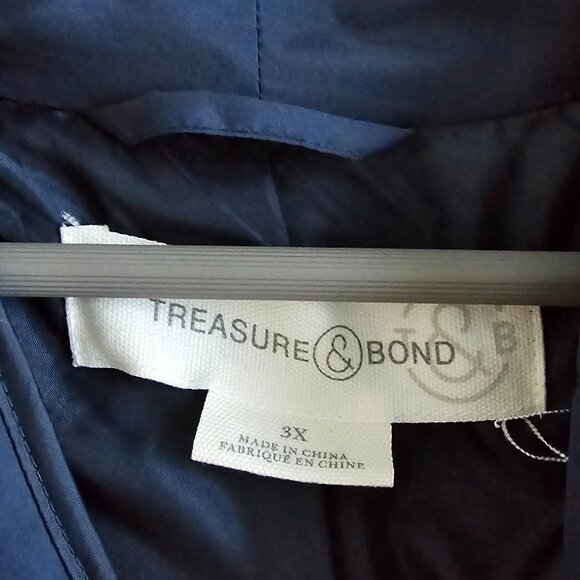 Navy Treasure & Bond Quilted Collarless Jacket 3X - Picture 13 of 13